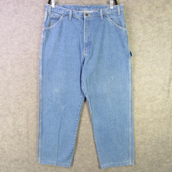 Dickies Jeans Mens 38x30 Blue Carpenter Denim Workwear Hammer Loop Utility Work - Picture 1 of 10